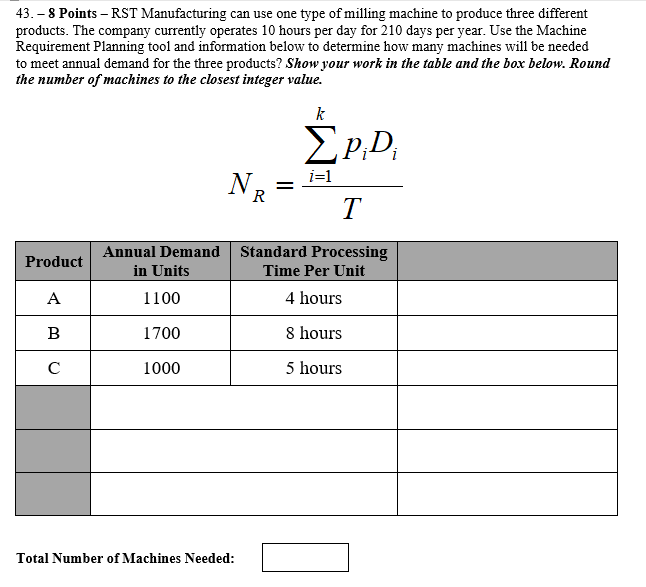 43. - 8 Points - RST Manufacturing can use one