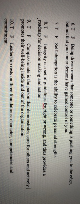 true or false 6. T F Being driven means that