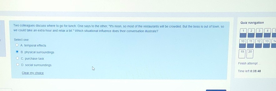 Quiz navigation Two colleagues discuss where to
