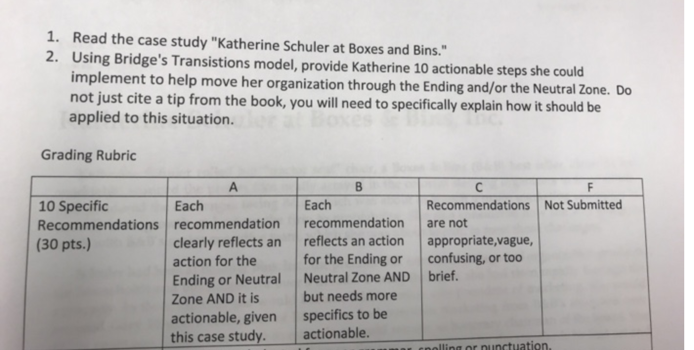 1. Read the case study "Katherine Schuler at