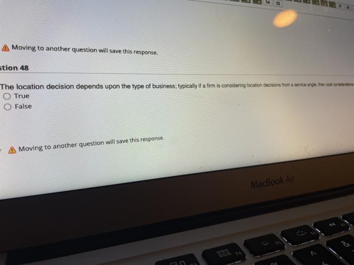 Moving to another question will save this