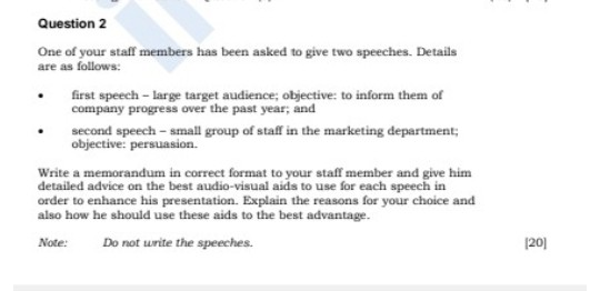 Question 2 One of your staff members has been