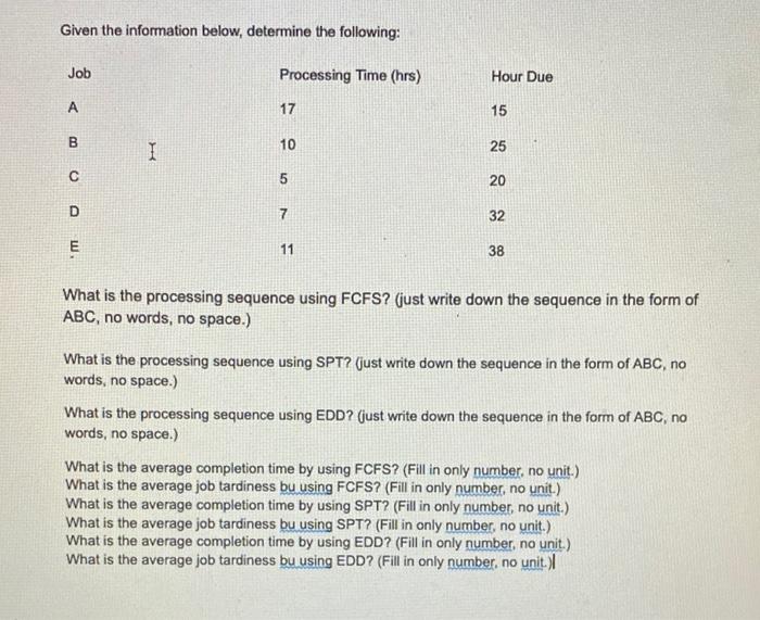 Given the information below, determine the