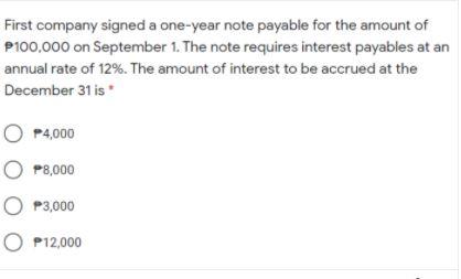 First company signed a one-year note payable for