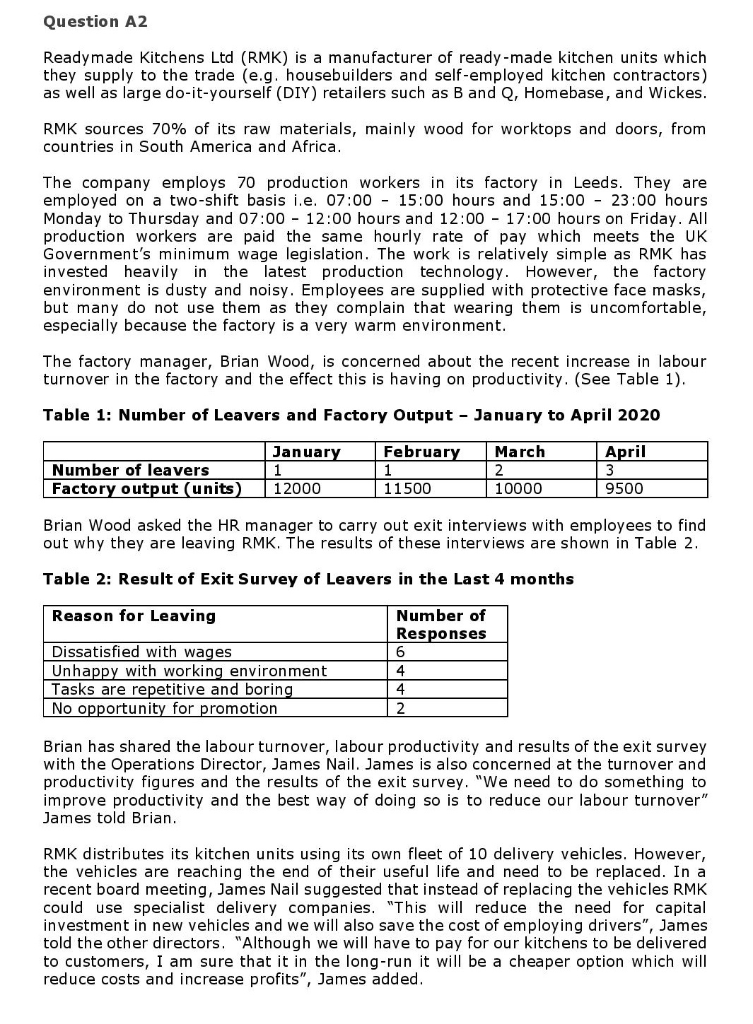 Using the data in Table 1, calculate i. labour