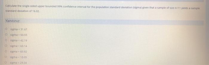 Calculate the single-sided upper bounded 99%