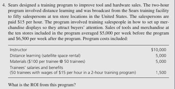 4. Sears designed a training program to improve