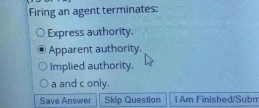 Firing an agent terminates: O Express authority.