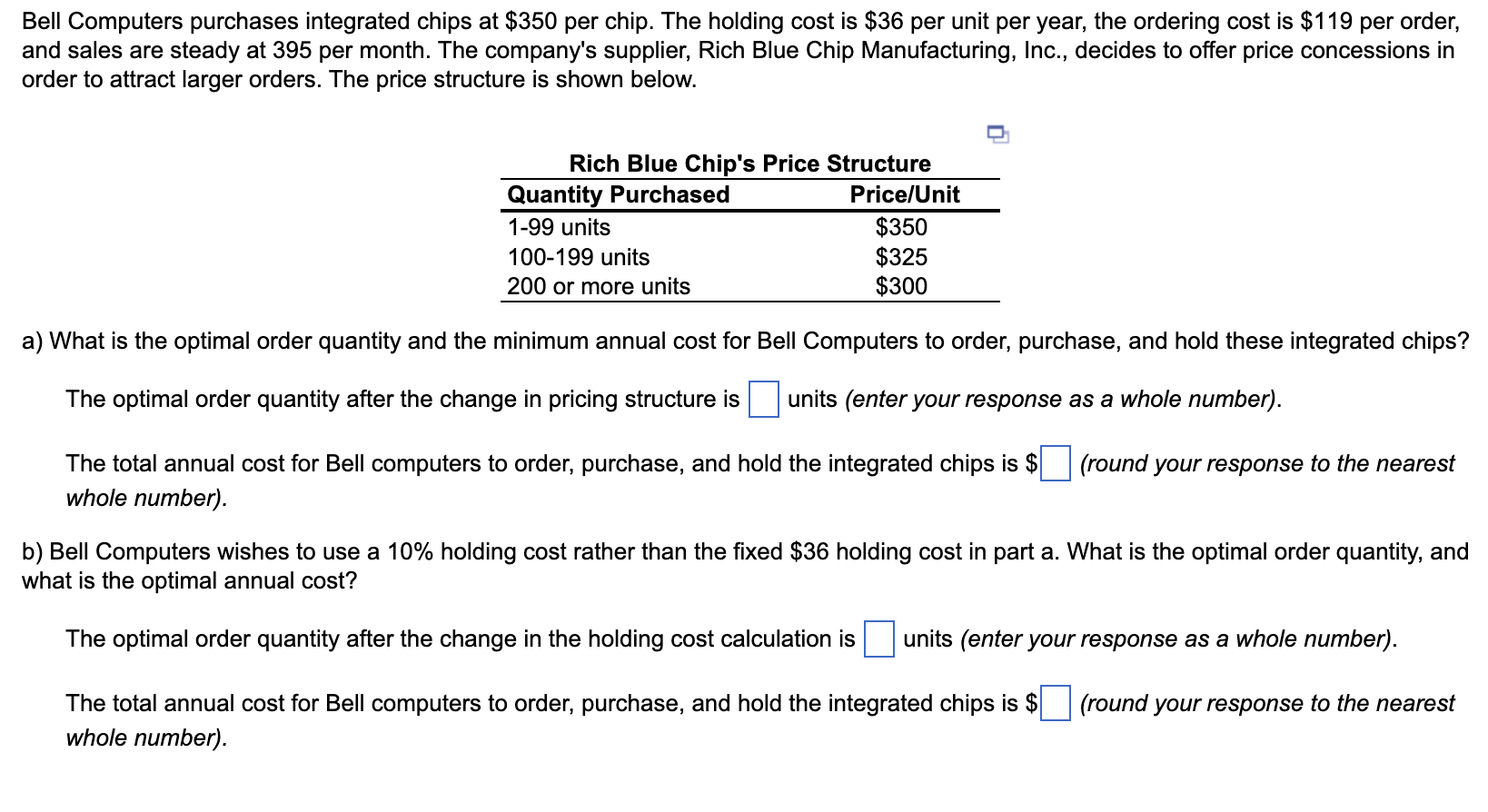 Bell Computers purchases integrated chips at $350