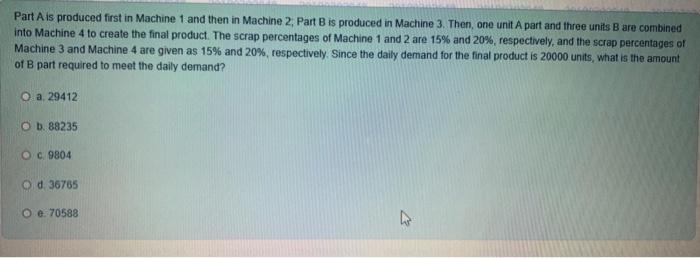 Part A is produced first in Machine 1 and then in