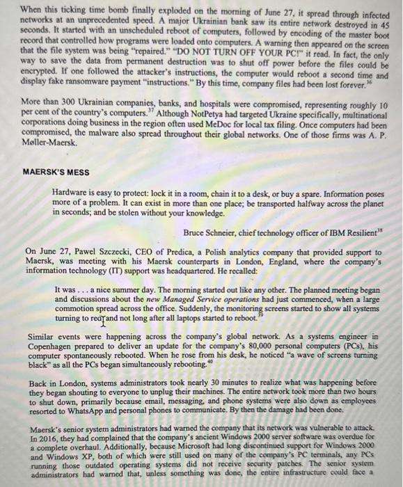 1. Why was the attack on Maersk successful? 2.