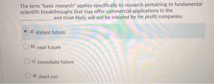 The term "basic research" applies specifically to