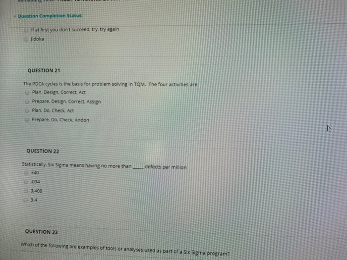 Question Completion Status: If at first you don't
