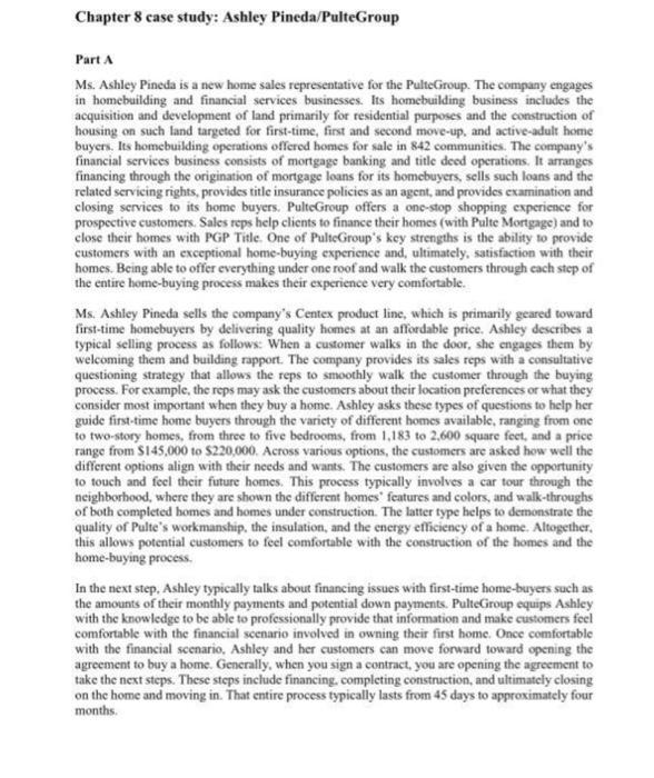 Part A Ms. Ashley Pineda is a new home sales