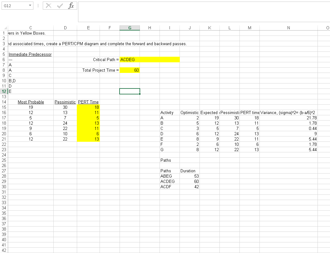 Solve Using Excel G12 : x fc 0 5 D E F G . J K L