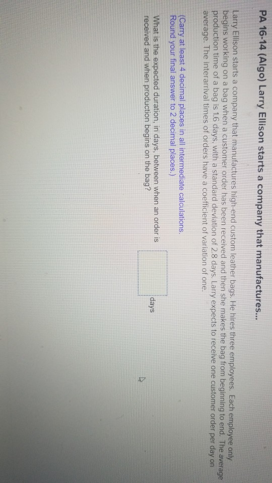 PA 16-14 (Algo) Larry Ellison starts a company