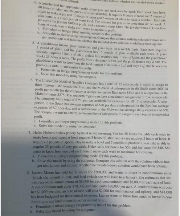 and indicate whether the rounded-down solution