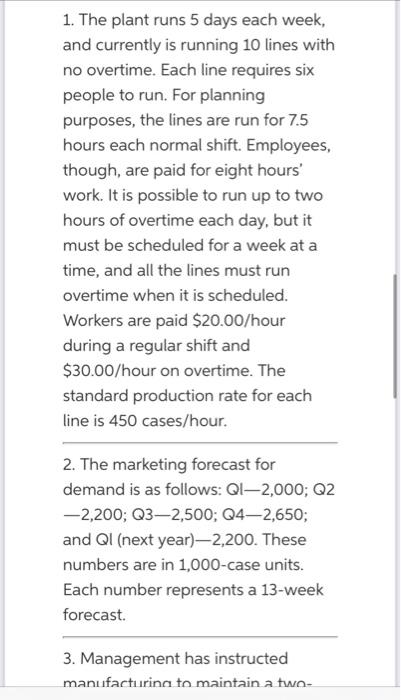Prepare an aggregate plan for the coming year,
