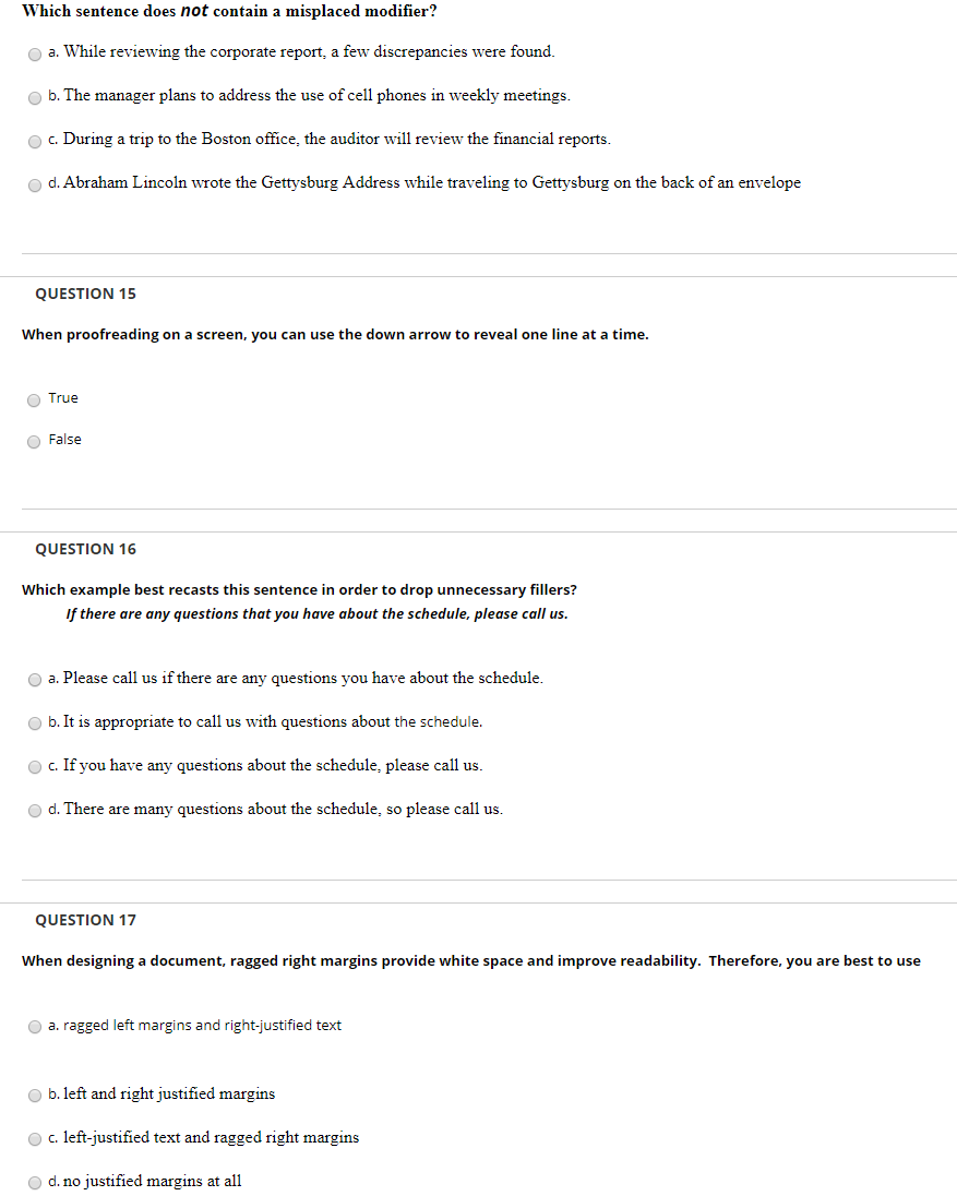 Which sentence does not contain a misplaced