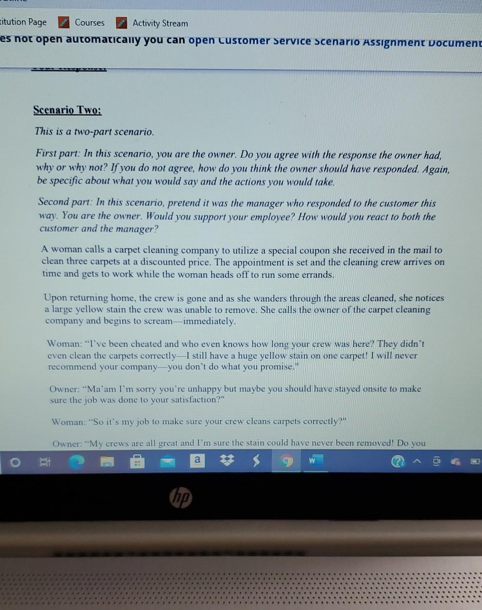 Eitution Page Courses Activity Stream es not open