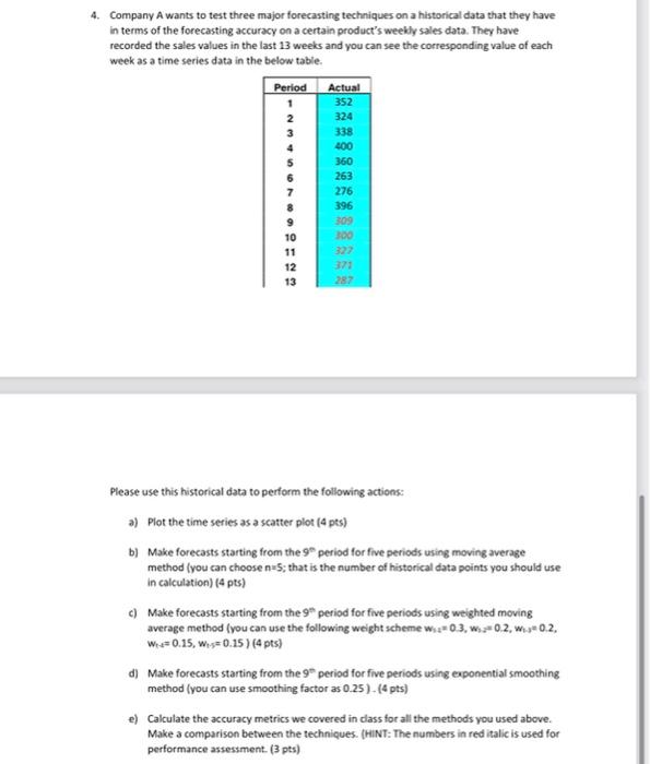 4. Company A wants to test three major