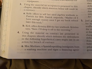 Answer question 4a-c using material on contract