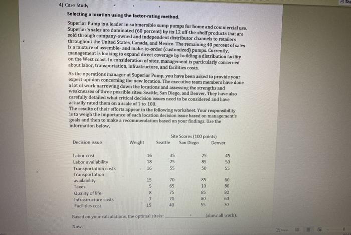 3 Sh 4) Case Study Selecting a location using the