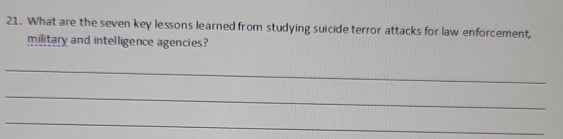 21. What are the seven key lessons learned from