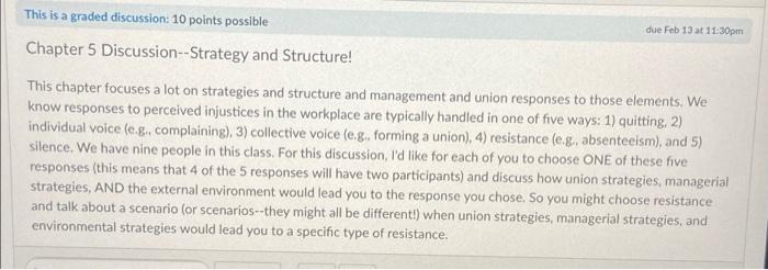 This is a graded discussion: 10 points possible