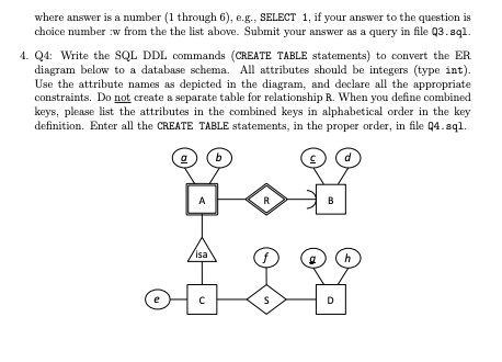 SQL 2. Q2: Observe the E/R diagram below. The