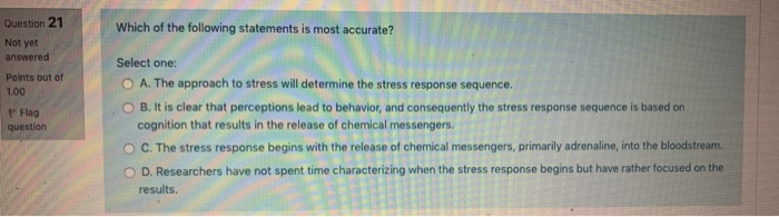 Question 21 Which of the following statements is