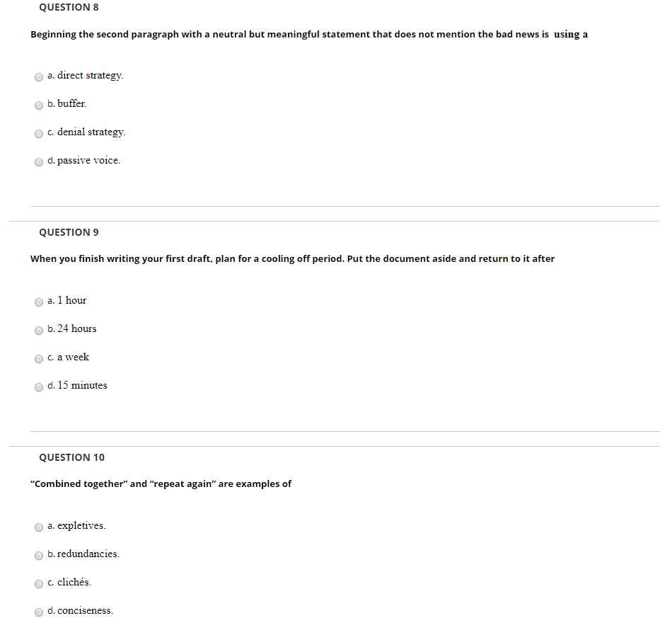 QUESTION 8 Beginning the second paragraph with a