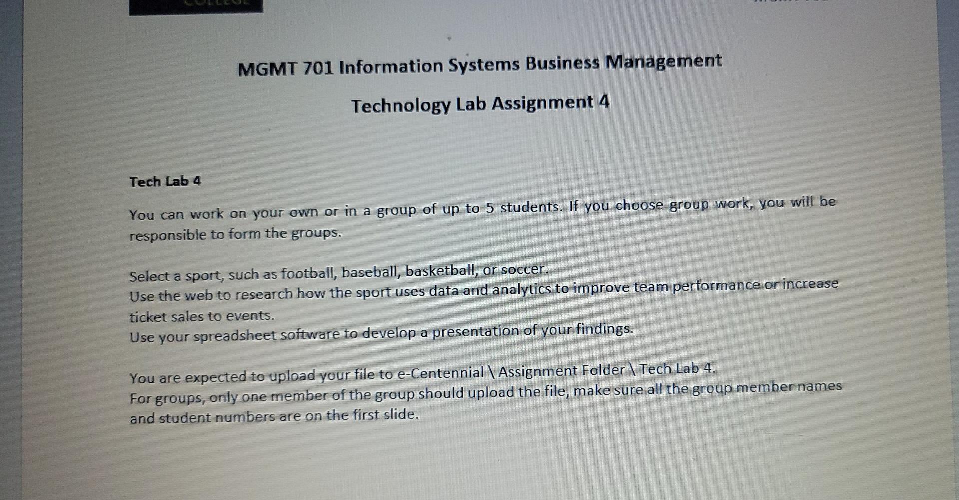 MGMT 701 Information Systems Business Management