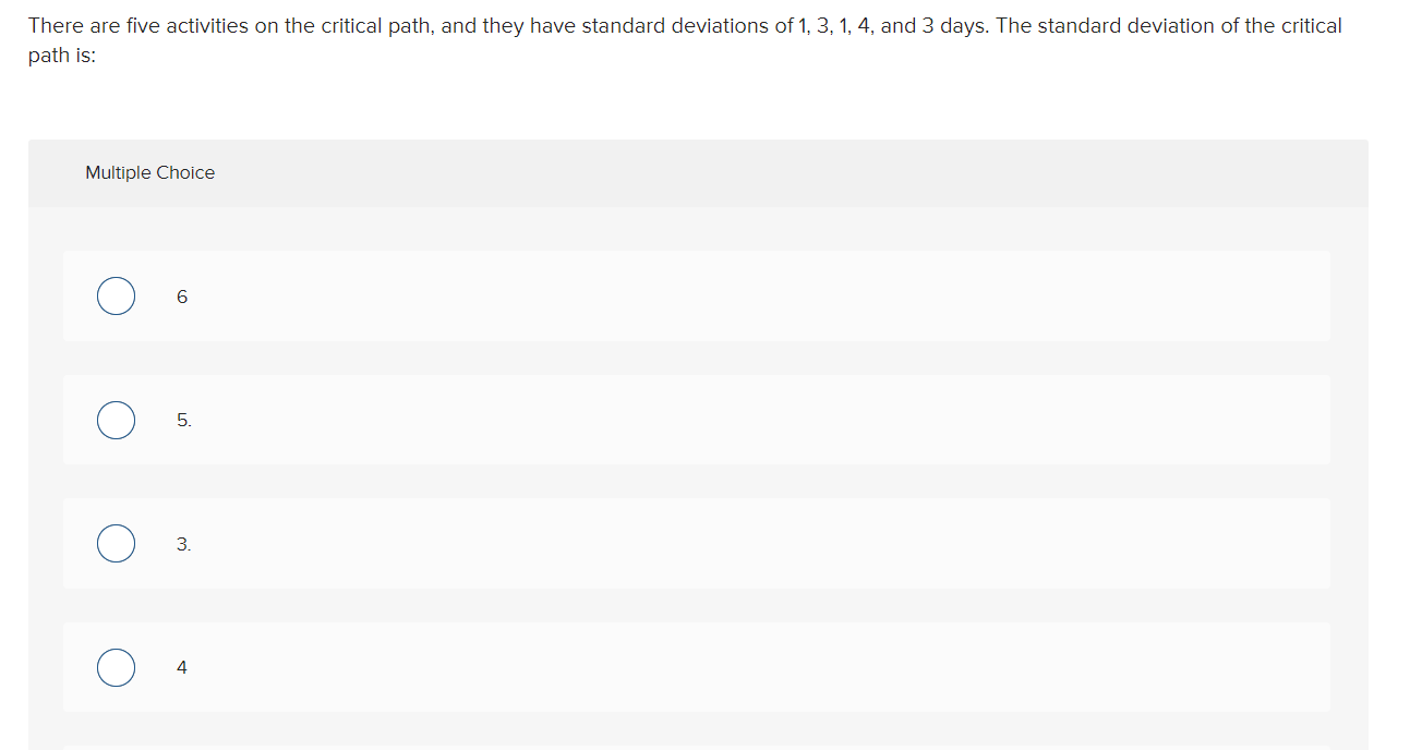 There are five activities on the critical path,
