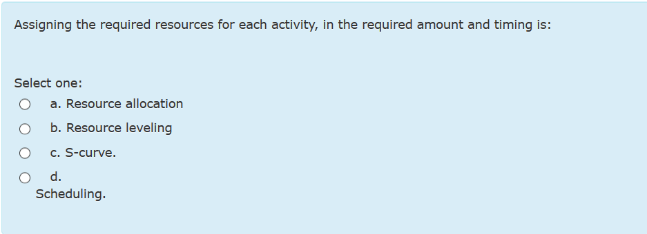 Assigning the required resources for each