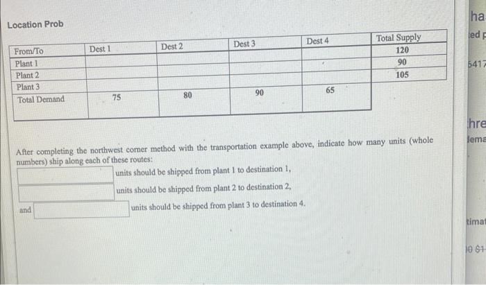Consider the transportation data set for a
