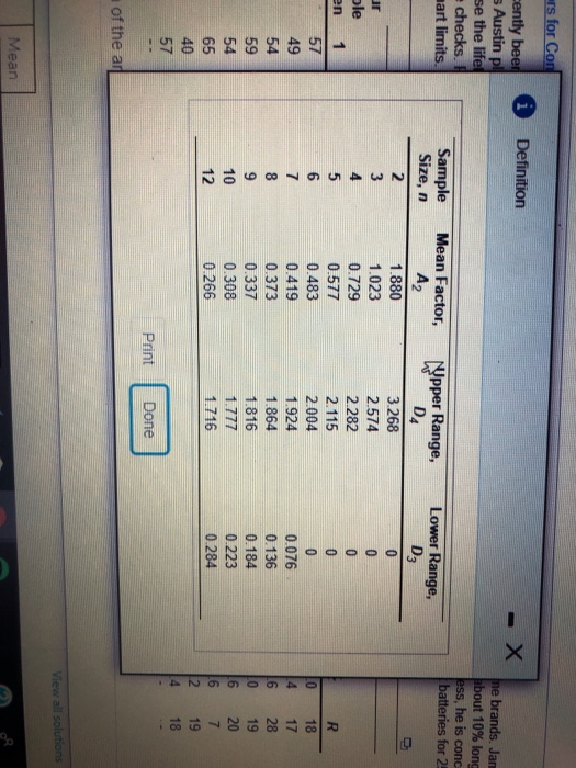 Refer to Table 56.1. Factors for Computing