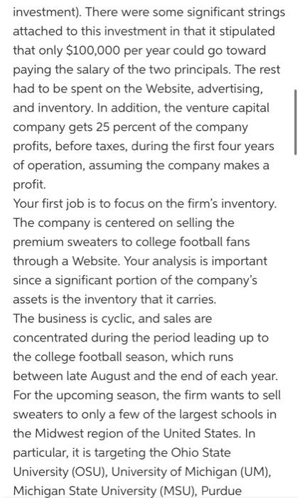 Inventory Management at BigioSweaters.com