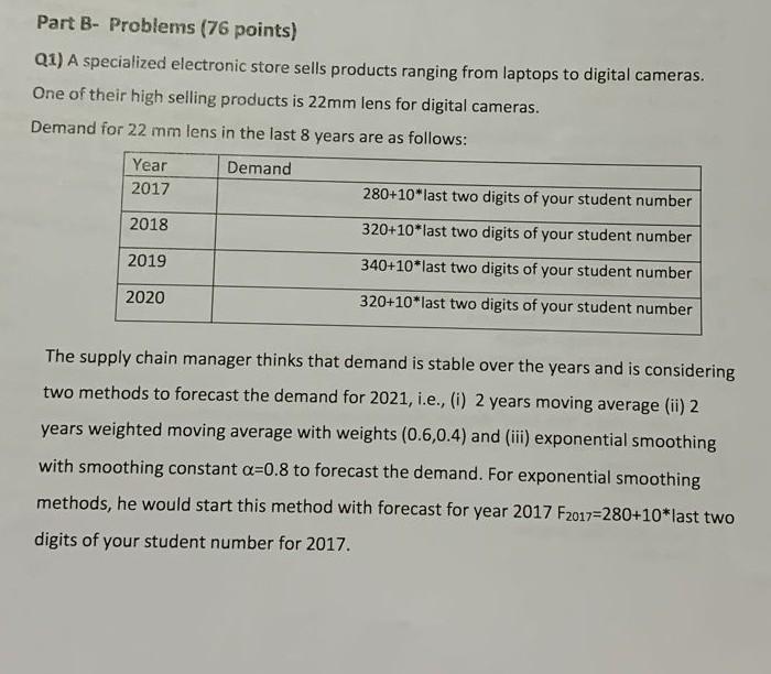 22 Part B- Problems (76 points) Q1) A specialized