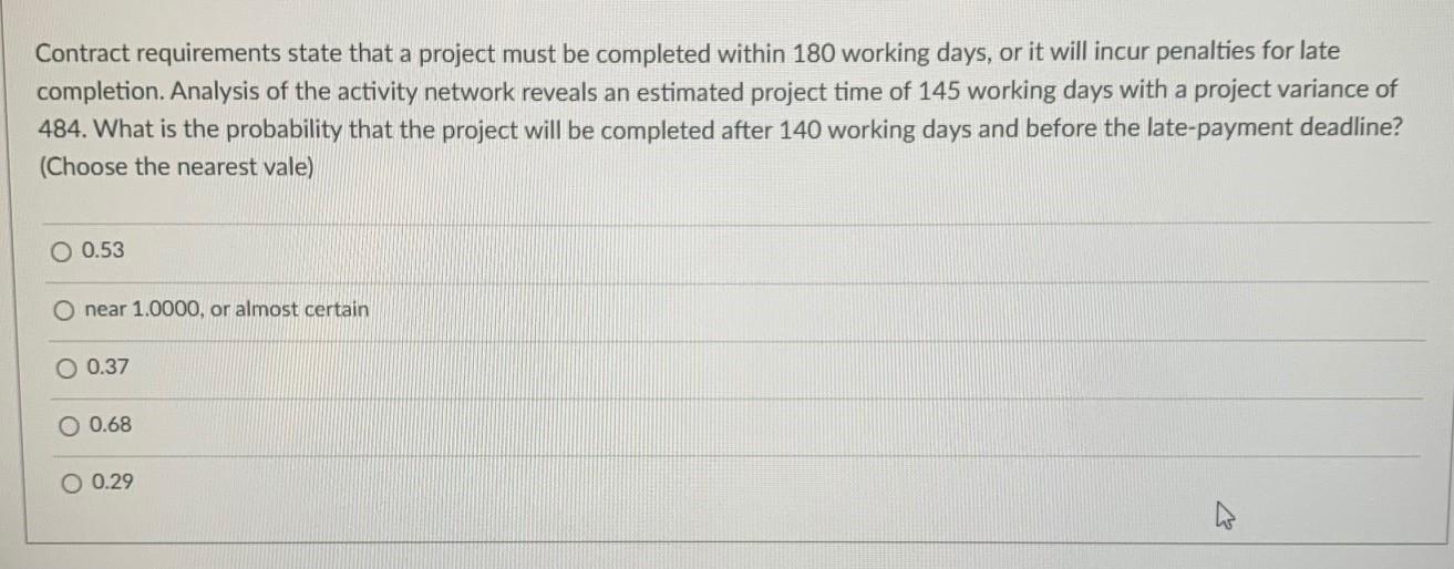 Contract requirements state that a project must