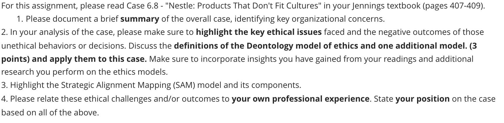 For this assignment, please read Case 6.8 -