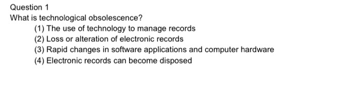 Answer the following multiple choice; Question 1