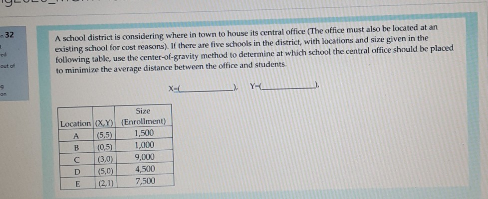 - 32 ed A school district is considering where in