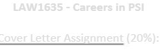 LAW1635 - Careers in PSI Cover Letter Assignment