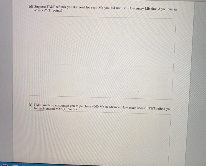 Q1. Cellular Data Plan from JT&T (48 points) JT&T
