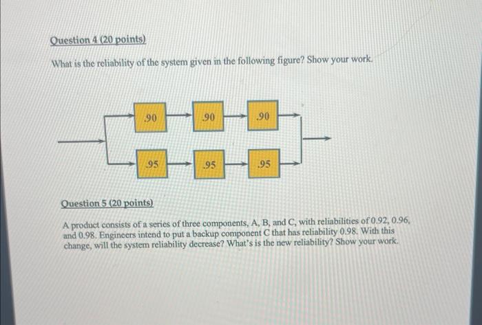 Question 4 (20 points) What is the reliability of