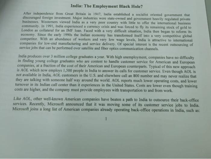 India: The Employment Black Hole? After