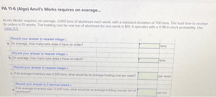 PA 11-6 (Algo) Anvil's Works requires on