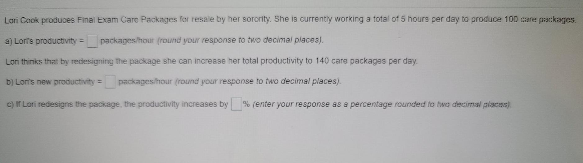 Lori Cook produces Final Exam Care Packages for