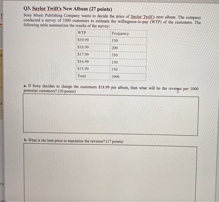 help with this question. Q3. Saylor Twift's New